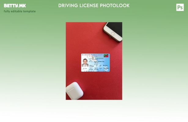 Модерен стил на предниот шаблон со фото изглед на возачка дозвола Сент Китс и Не